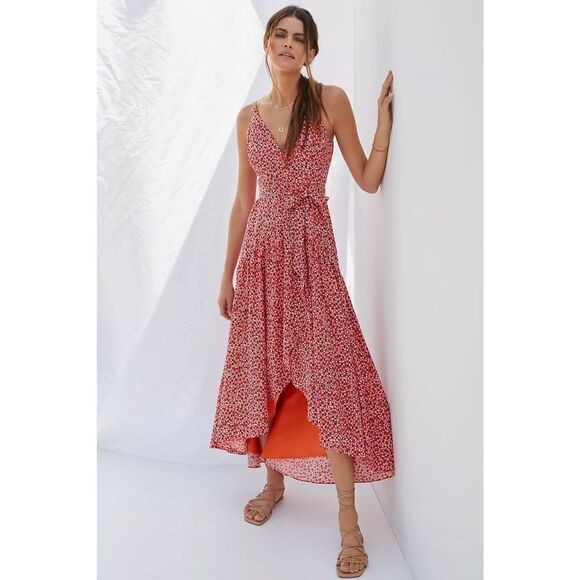 Anthropologie - Flutter Wrap Midi Dress petite M - Picture 16 of 16